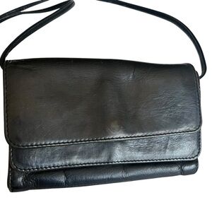 HOBO Leather Double Flap Convertible Wallet Crossbody